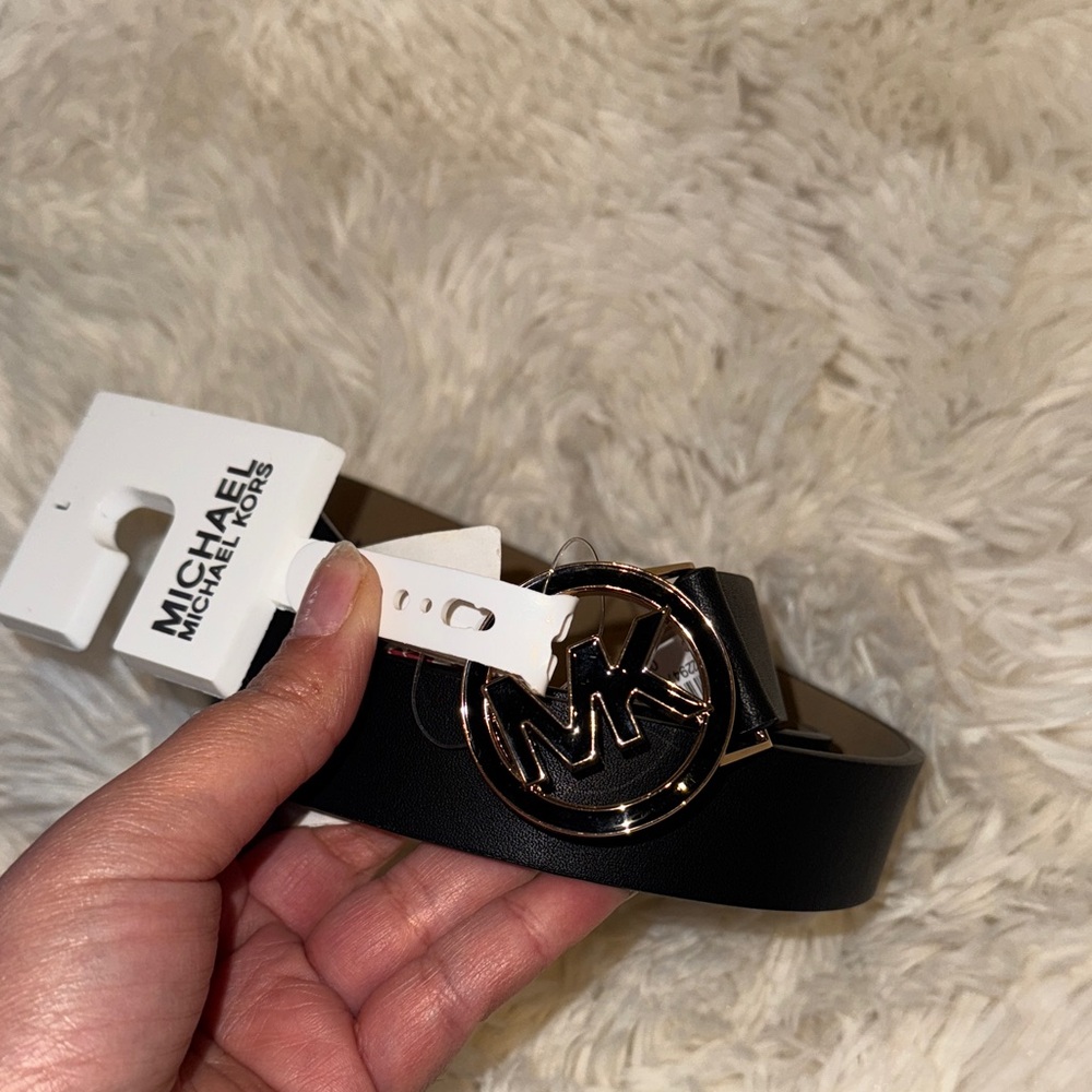 Michael Kors Black Belt with Gold Buckle